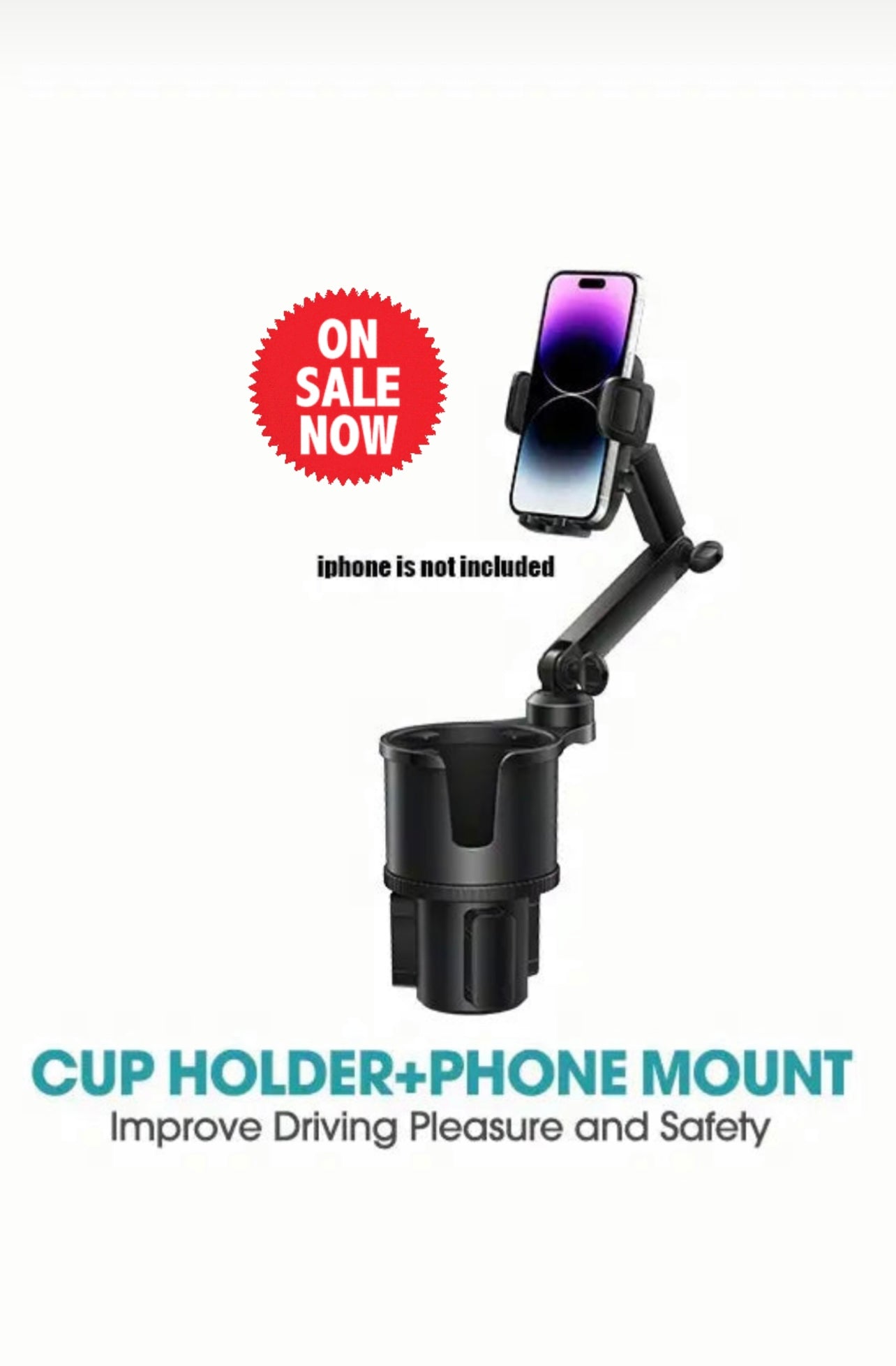 2-in-1 Cup Holder Phone Mount With Expandable Base, Universal