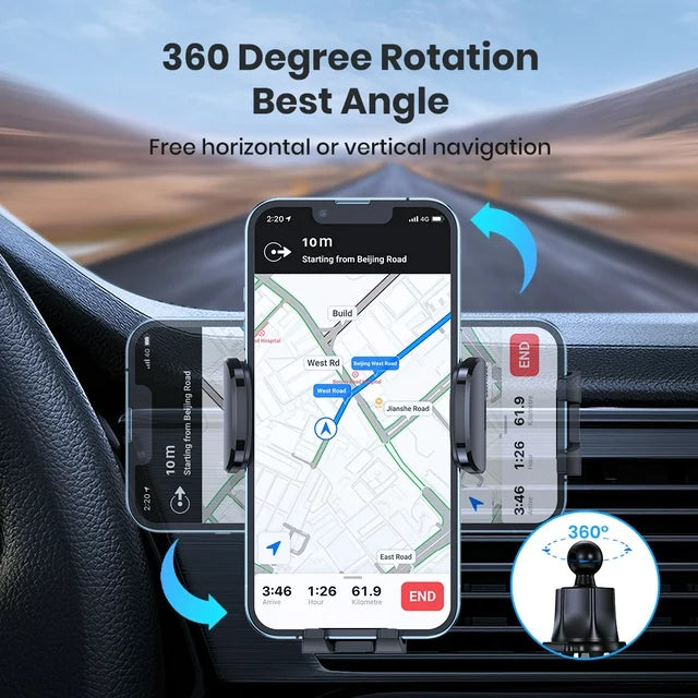 Cell Phone Holder for Car with Hook Clip Air Vent Car Mount 360° Rotation Universal Mobile Phone Mount