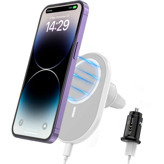 Magnetic Wireless Car Charger, Compatible with Mag-Safe Car Mount Charger for iPhone