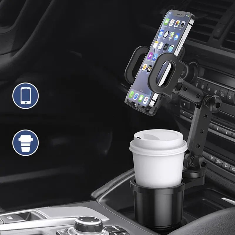 Universal Car Mount Phone Holder: 2-in-1 Stand & Bottle Cradle for Adjustable Cellphone Mounting