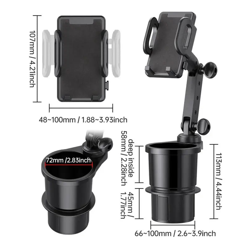 Universal Car Mount Phone Holder: 2-in-1 Stand & Bottle Cradle for Adjustable Cellphone Mounting