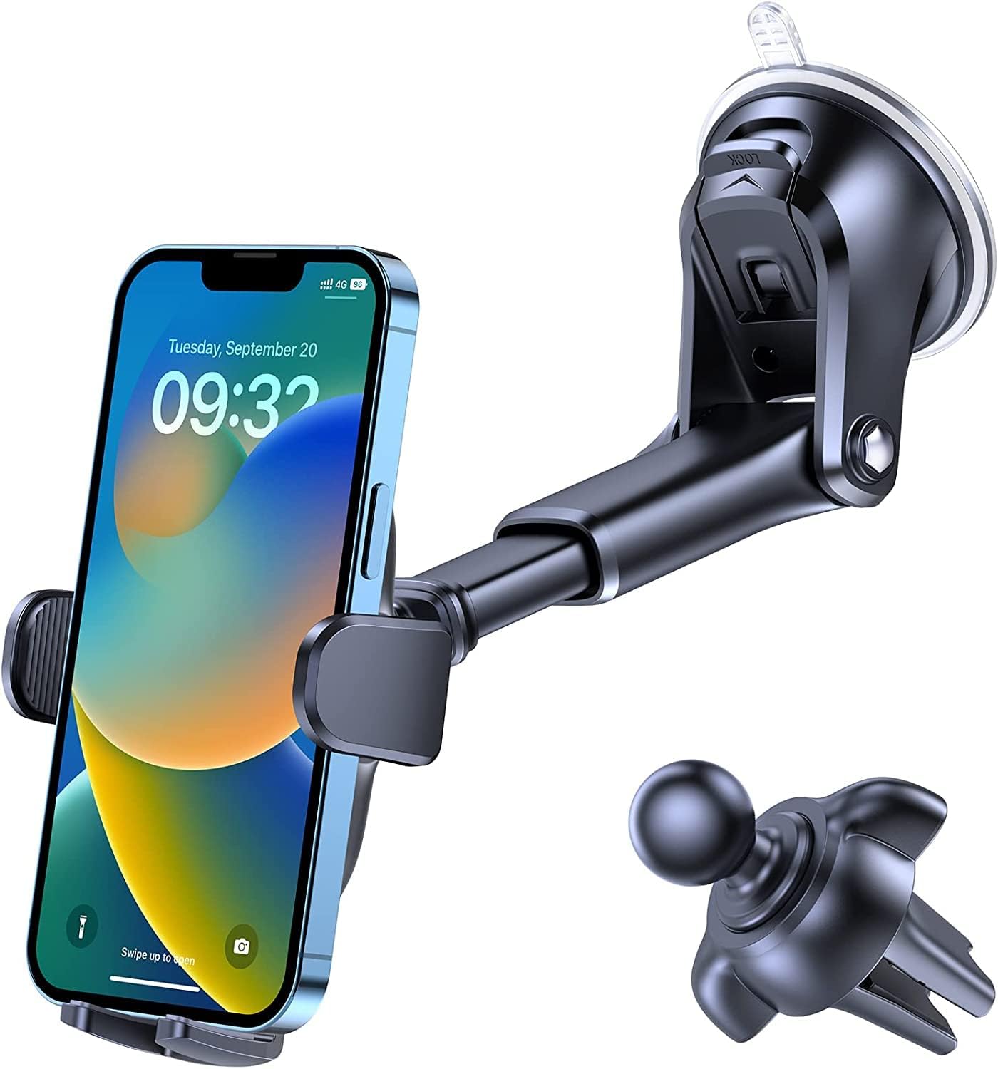 3-in-1 Suction Cup Phone Holder for Windshield/Dashboard/Air Vent with Strong Sticky Gel Pad, Compatible with iPhone, Samsung & Others