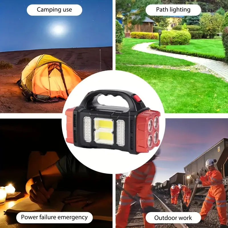 Multifunctional LED Solar Camping Light, Bright Portable Rechargeable Flashlight, Suitable For Outdoor Hiking Camping
