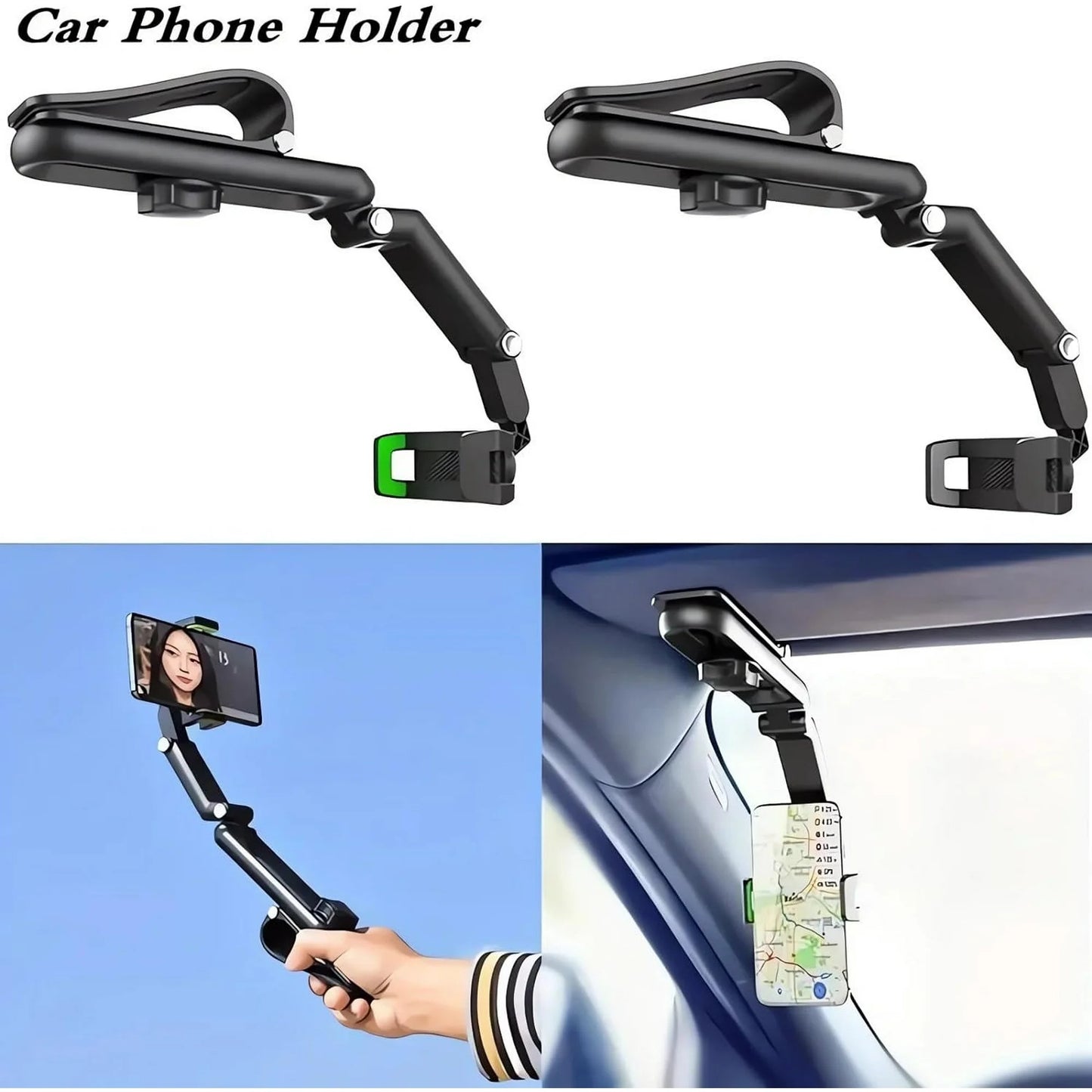Car Phone Holder Universal 360 Rotating Phone Holder for Car, Cell Phone Car Holder Mobile Mount for Vehicle Rear View Mirror