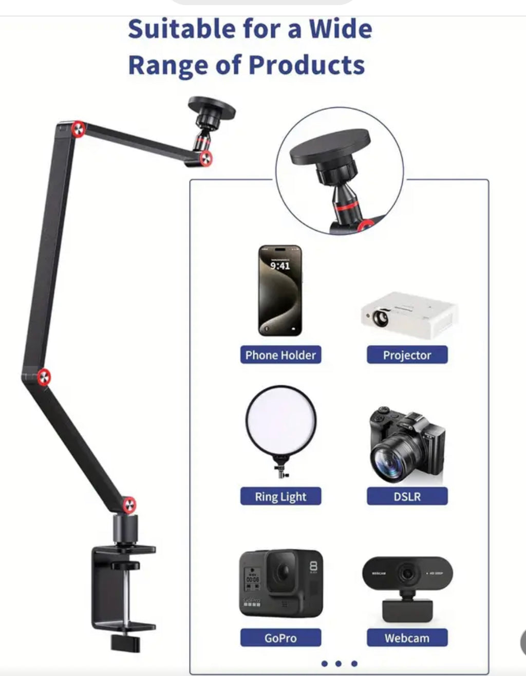 Portable Monitor Arm Magnetic Quick-Release - 360 Degree