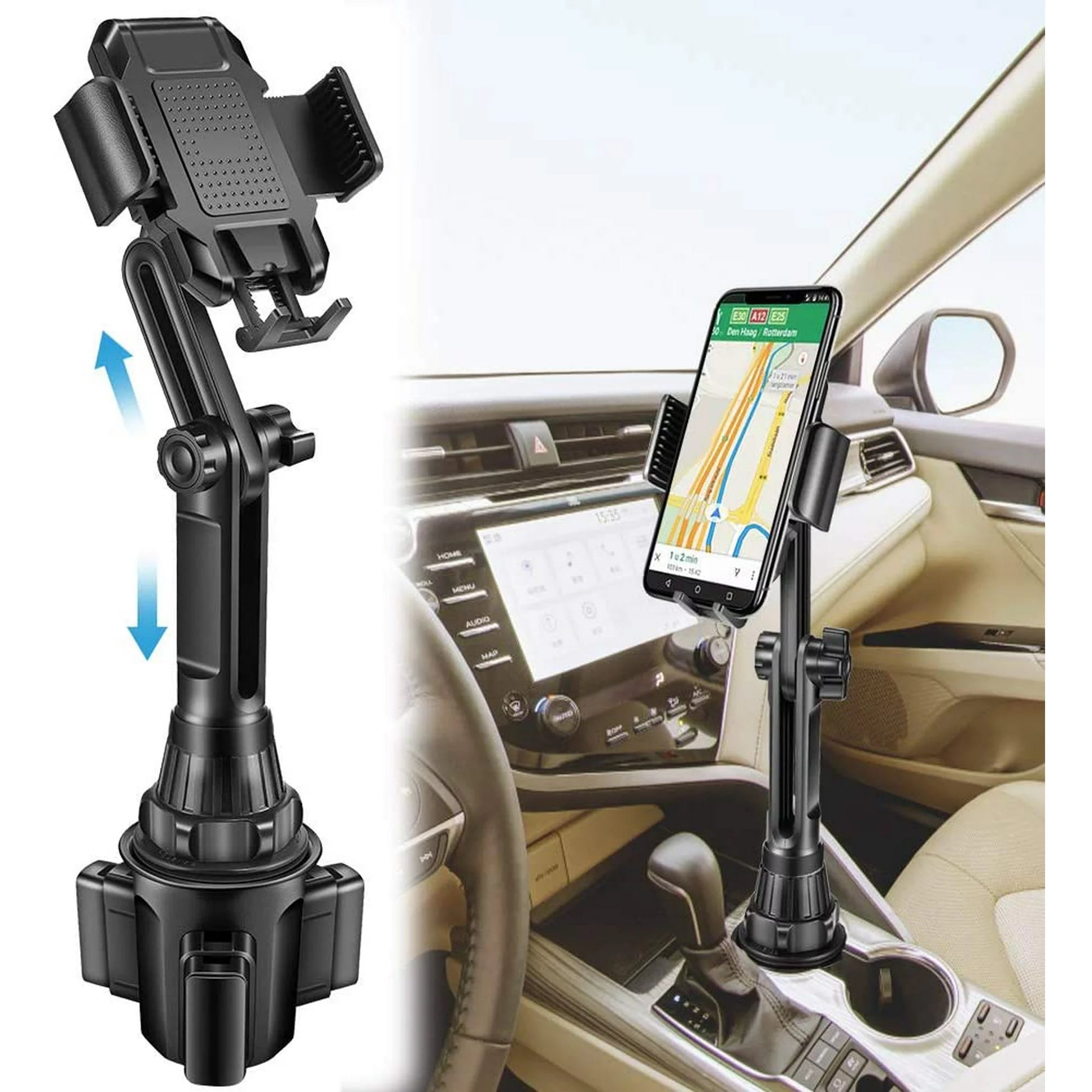 Car Cup Holder Phone Mount,Cell Phone Car Holder,Oadnfa Hands-Free  Universal Adjustable Gooseneck Car Phone Holder for Cup&Air Vent,Compatible  with