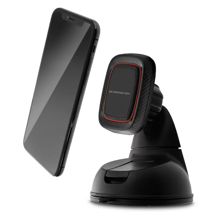 Magnetic Universal Phone Mount with Pivoting Suction Cup Base, 360 degree Windshield or Dashboard