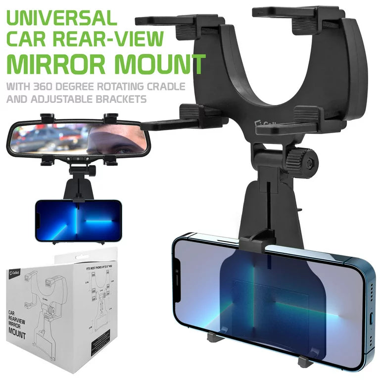 Universal Rearview Mirror Phone Holder Mount, Smartphone Cradle